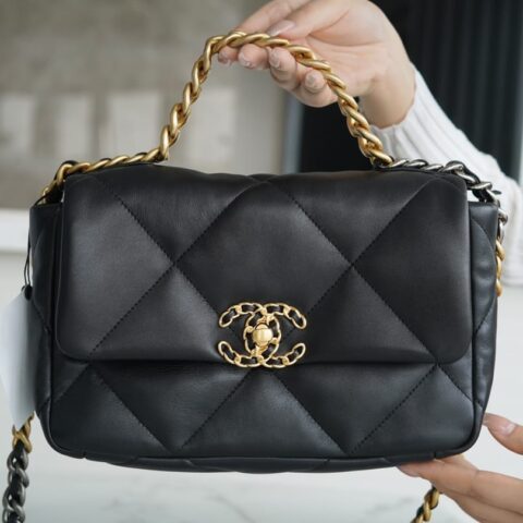 CHANEL 小号26CM 19BAG AS1160黑色金扣