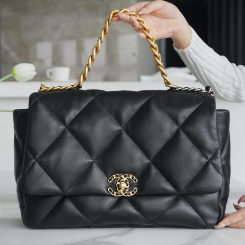 CHANEL 大号36CM 19BAG AS1162黑色金扣