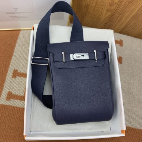 Hermès 2022最新款Hac a Dos 28cm birkin 系单肩包 togo 午夜蓝 银扣