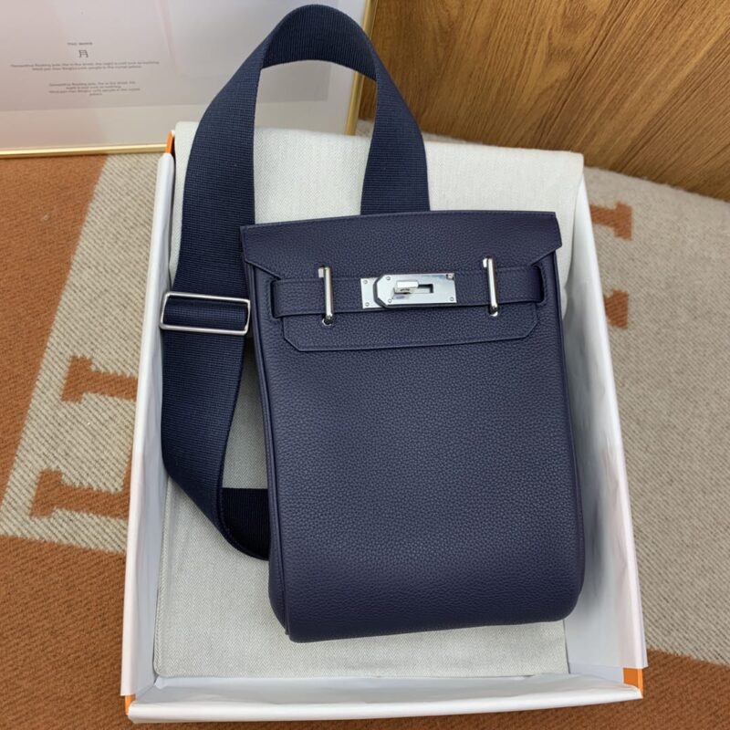 Hermès 2022最新款Hac a Dos 28cm birkin 系单肩包 togo 午夜蓝 银扣