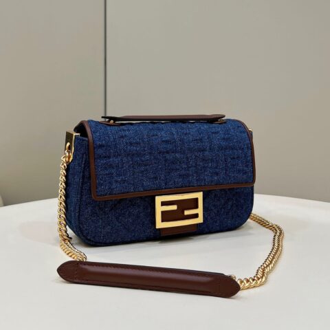 FENDI芬迪牛仔布FF法棍手袋8533c