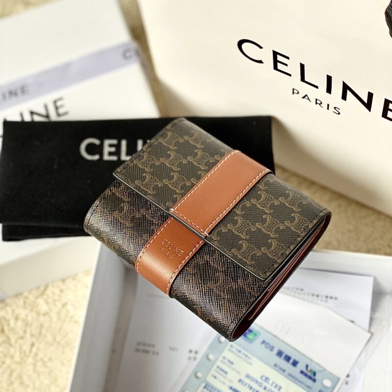 CELINE赛琳小号标志印花羊皮革三折钱包10D57