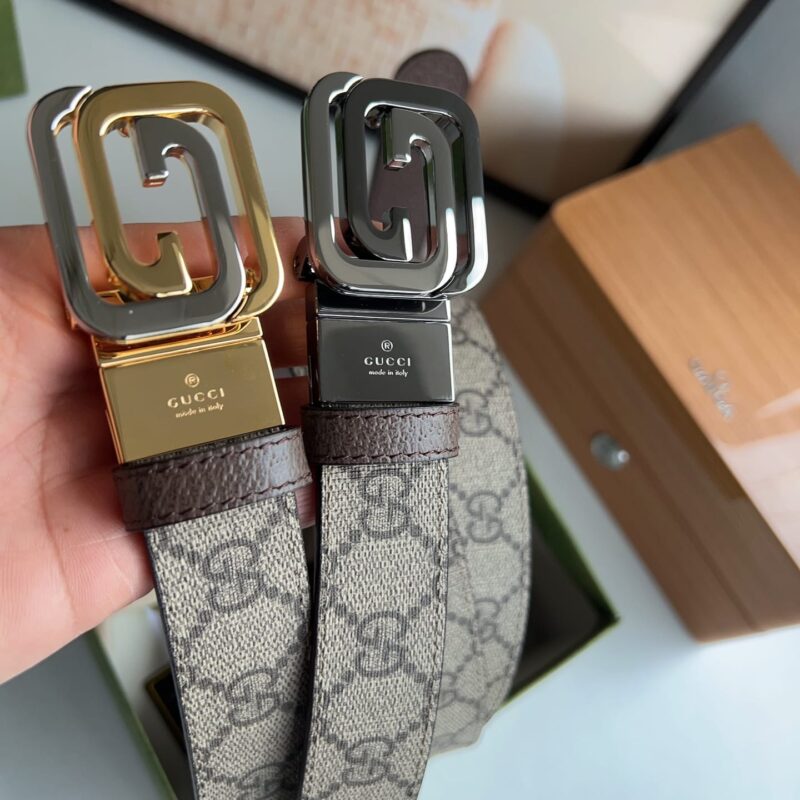 Gucci古驰    方形互扣式双G搭扣男士3.0cm腰带