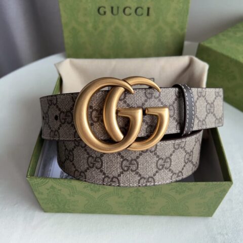 Gucci古驰   GG Supreme双G带扣腰带4.0cm