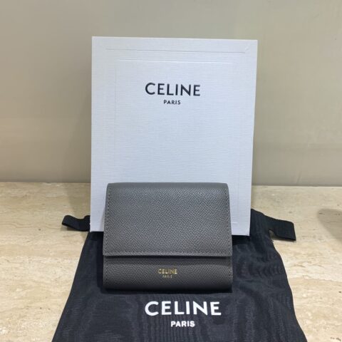 CELINE赛琳灰色掌纹三折钱包0146