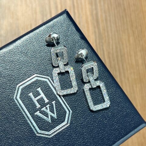 HARRY WINSTON  HW海瑞温时顿满钻方形耳钉耳环