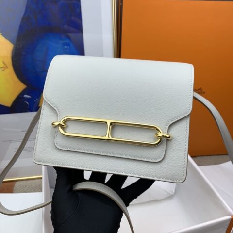 Hermès roulis 19cm evercolor 80珍珠灰 gold 蜜蜡线纯手缝