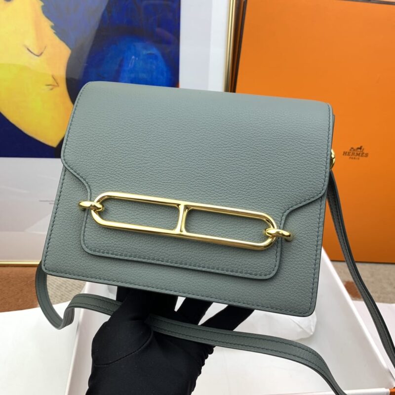 Hermès roulis 19cm evercolor 63杏仁绿 金扣 蜜蜡线纯手缝