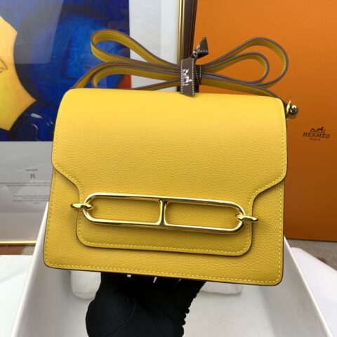 Hermès roulis 19cm evercolor 9D琥珀黄 gold  蜜蜡线纯手缝