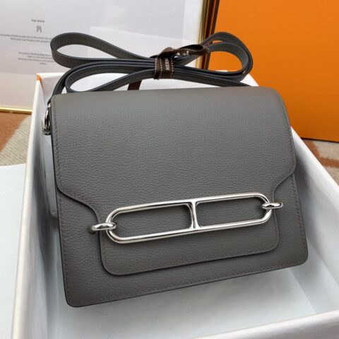 Hermès roulis 19cm evercolor 8F锡器灰 sliver 蜜蜡线纯手缝