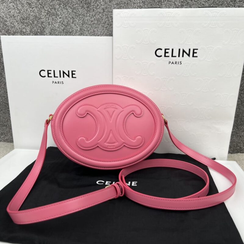 CELINE赛琳CUIR TRIOMPHE 光滑牛皮革椭圆形手袋198603