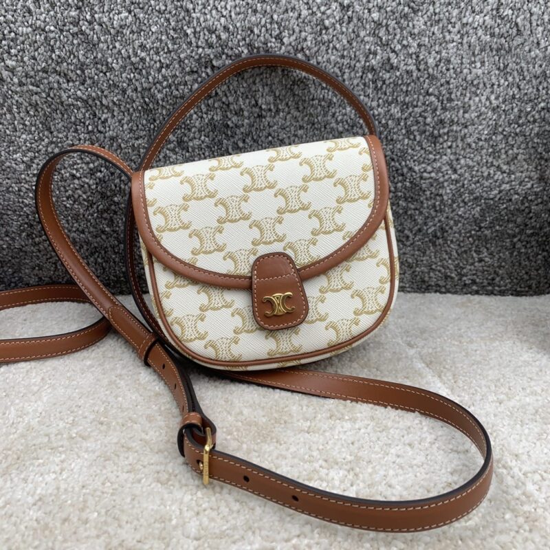 CELINE赛琳BESACE迷你标志印花和牛皮革手袋196702