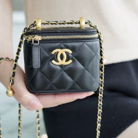CHANEL 双金球Mini盒子包 AP2292黑色
