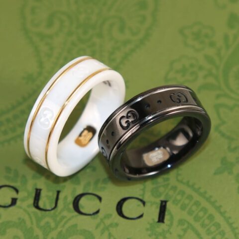新款古驰gucci双G黑白陶瓷戒指