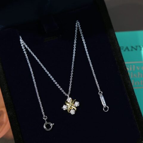 新款☑️TIFFANY&Co.蒂芙尼分色交叉项链