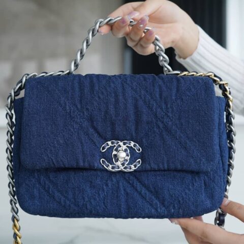 CHANEL 19BAG 26CM 牛仔蓝 AS1160/银扣