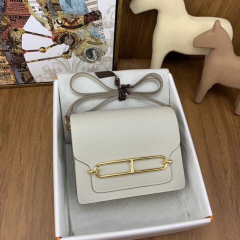 Hermès roulis 19cm evercolor 10奶昔白 金扣