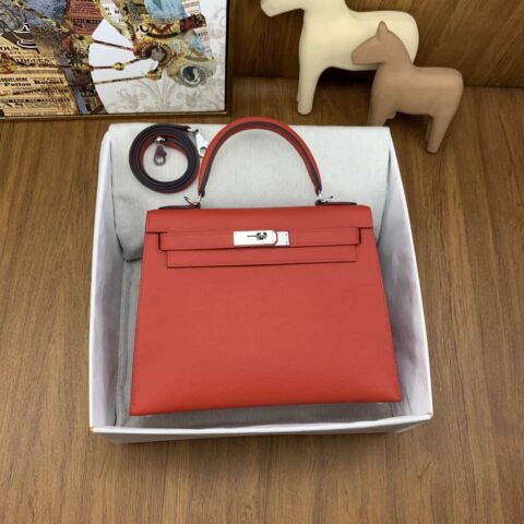 Hermès Kelly Epsom 28cm S3 心红 银扣