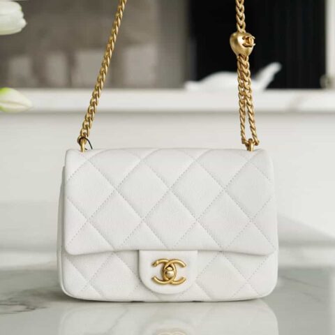 CHANEL 23p爱心调节扣链条 黑金 方胖子 AS3829白色