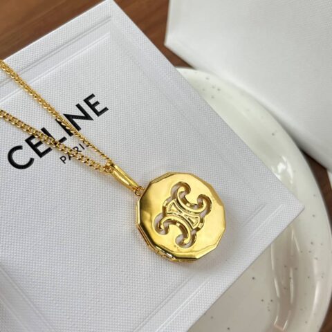 新款Celine赛琳凯旋门白贝母圆形项链
