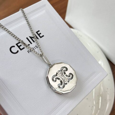 新款Celine赛琳凯旋门白贝母圆形项链