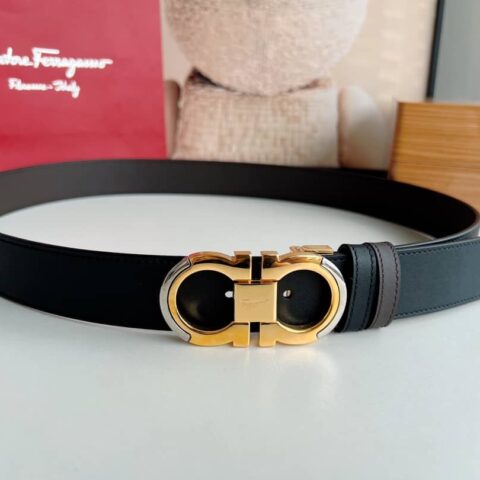 Salvatore  Ferragamo菲拉格慕  金属扣男士商务腰带3.5cm