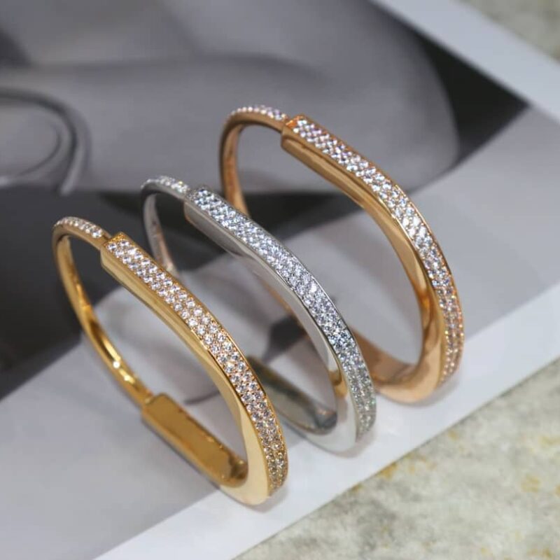 Tiffany Lock满钻 半钻 间隔钻 光面版锁头手镯手环