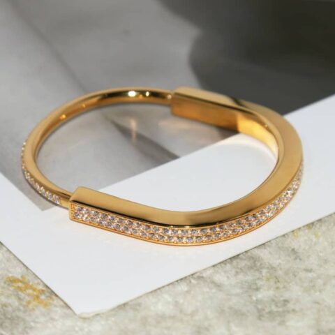 Tiffany Lock满钻 半钻 间隔钻 光面版锁头手镯手环