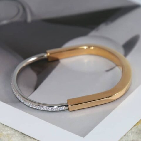 Tiffany Lock满钻 半钻 间隔钻 光面版锁头手镯手环