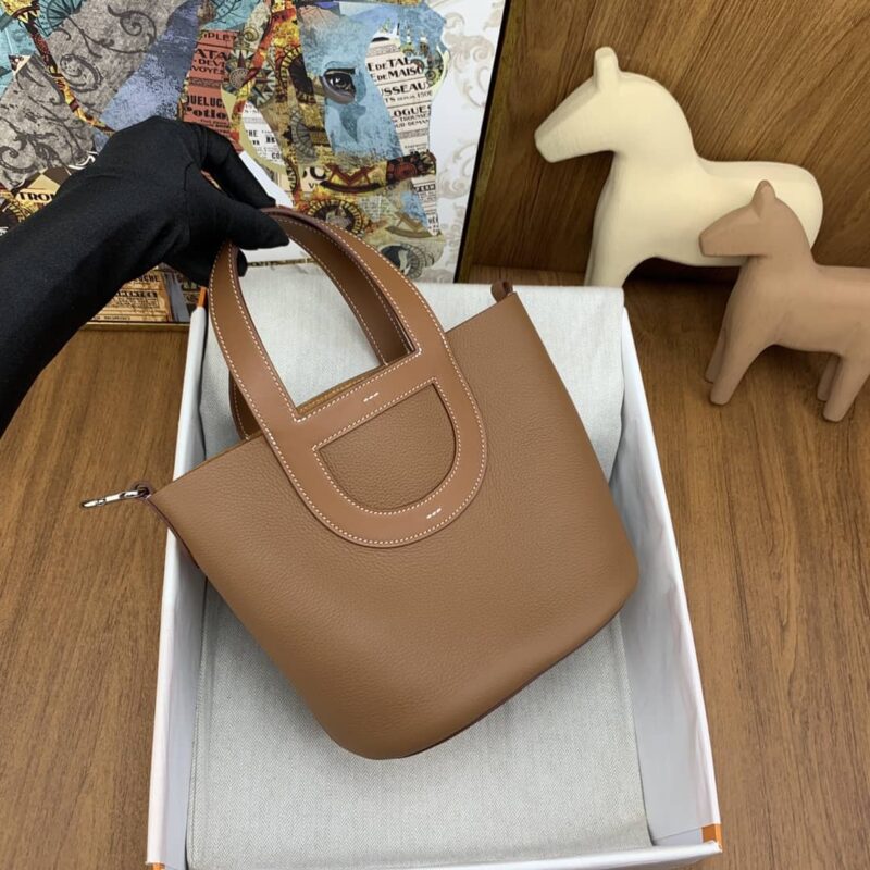 Hermès 新款猪鼻子菜篮子18cm in the loop 37金棕