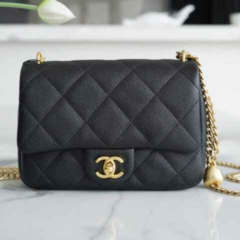 CHANEL 23p爱心调节扣链条 黑金 方胖子 AS3829