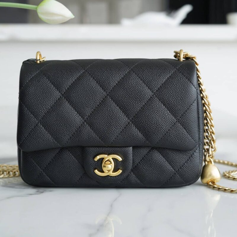 CHANEL 23p爱心调节扣链条 黑金 方胖子 AS3829