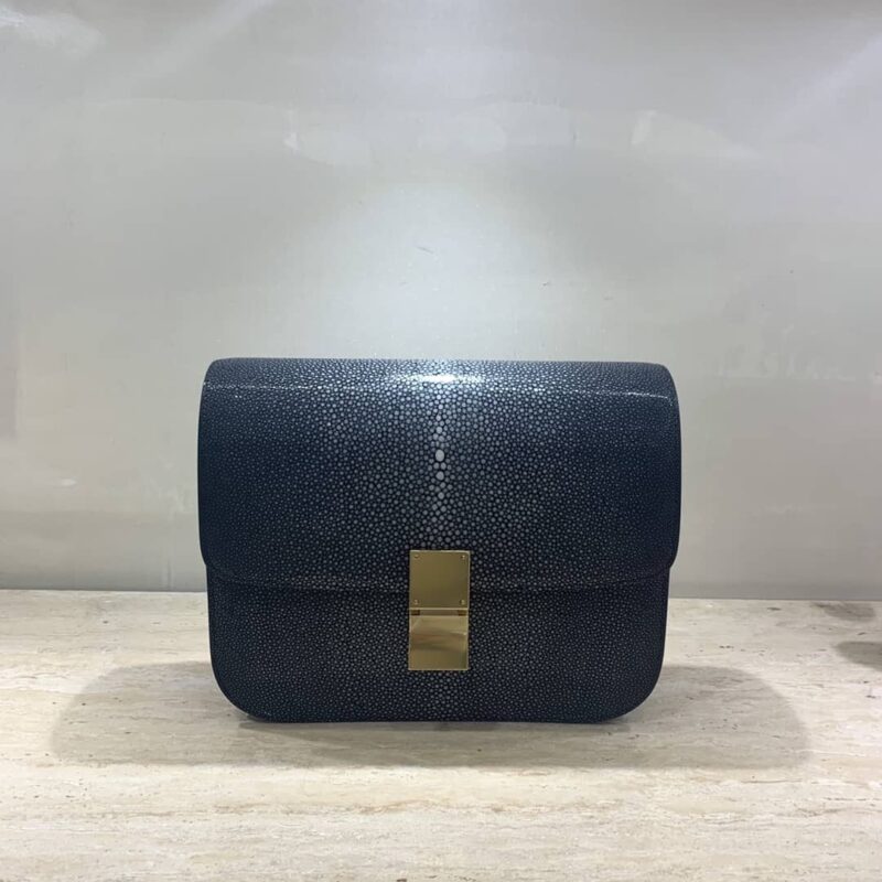 CELINE赛琳珍珠鱼皮金扣肩背包