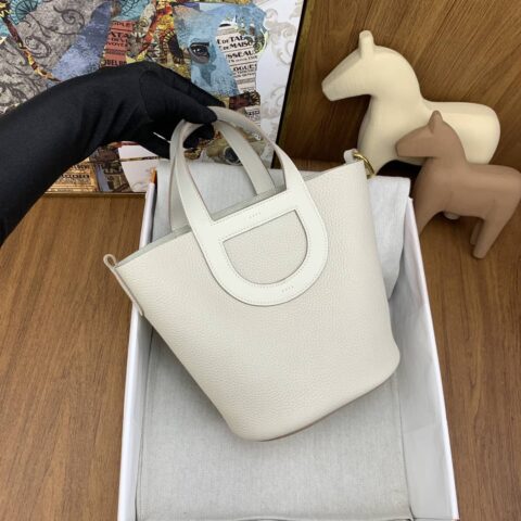 Hermès 猪鼻子菜篮子18cm in the loop i2 奶油白 金扣