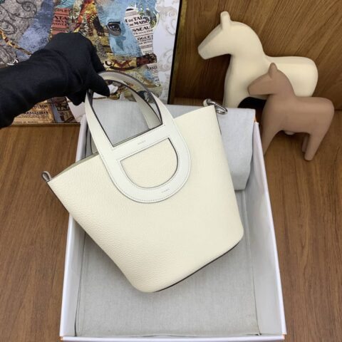Hermès 猪鼻子菜篮子18cm in the loop i2 奶油白 银扣