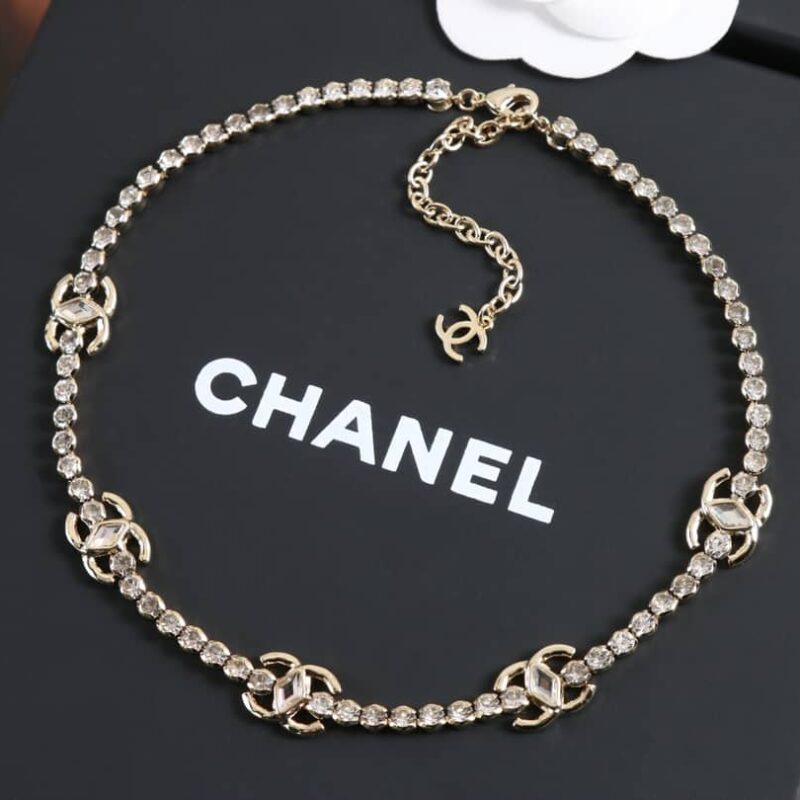 新款☑️CHANEL香奈儿双c菱形钻项链颈链