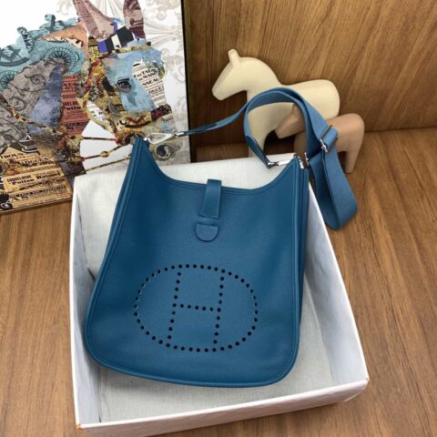 Hermès evelyn 29cm clemenc tc 鸭子蓝 银扣