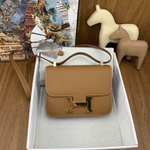 Hermès 新款 New  Constance 24cm Epsom 单层37金棕 十镜子