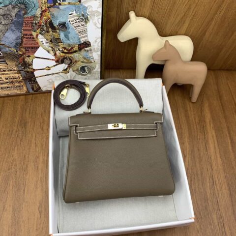 Hermès Kelly 25cm togo 18大象灰 金扣