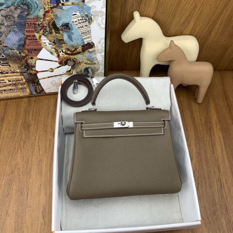 Hermès Kelly 25cm togo 18大象灰 银扣