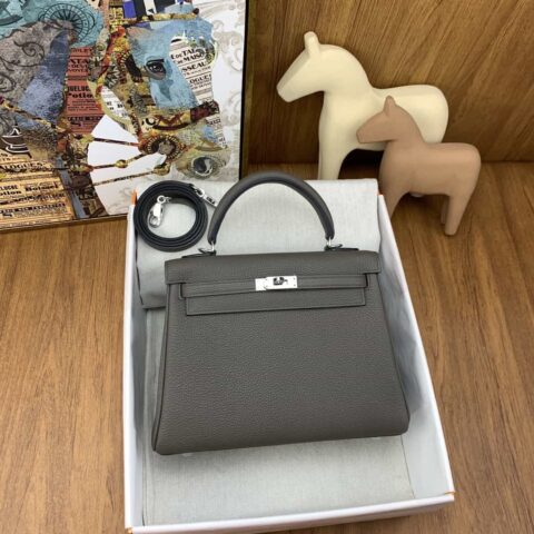 Hermès Kelly togo 25cm 8F锡器灰 银扣