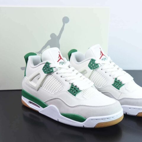 Nike SB x Air Jordan 4 Retro SP"Pine Green"迈克尔·乔丹AJ4“联名白绿松石绿”低帮运动鞋货号：DR5415-103