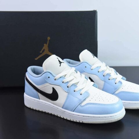 Air Jordan 1 Low GS Ice Blue低帮  AJ1白黑蓝 货号554723-401