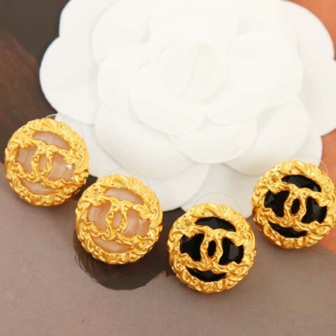 新款☑️ 香奈儿中古系列金色圆形双c耳环耳钉
