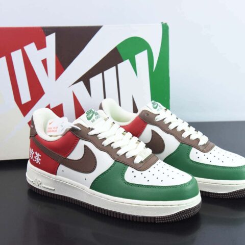 Air Force 1 07 LV8 Low"Green/White/Red"空军一号“皮革绿红白棕饮茶”货号：YH8569-123