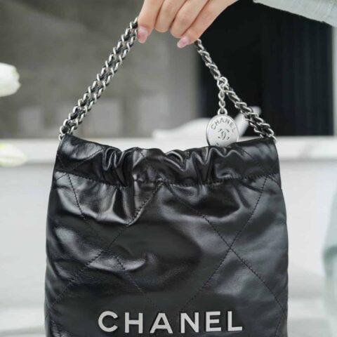 CHANEL 23s春夏新款22Mini bag AS3980黑色/银扣