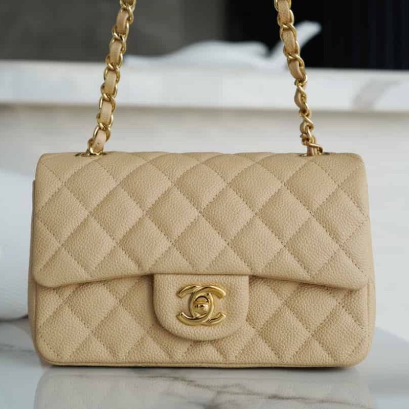 CHANEL Classic flap CF20 Mini BAG A01116杏色金扣