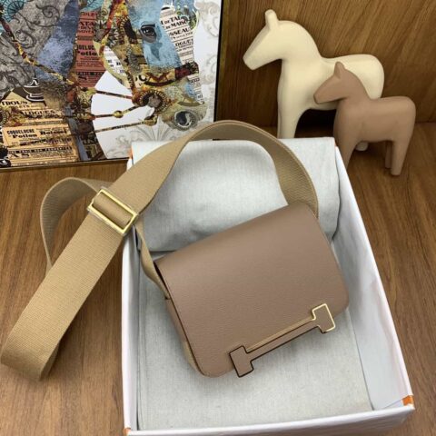 Hermès geta 木屐包 chevre 山羊皮 2J雀木色 金扣