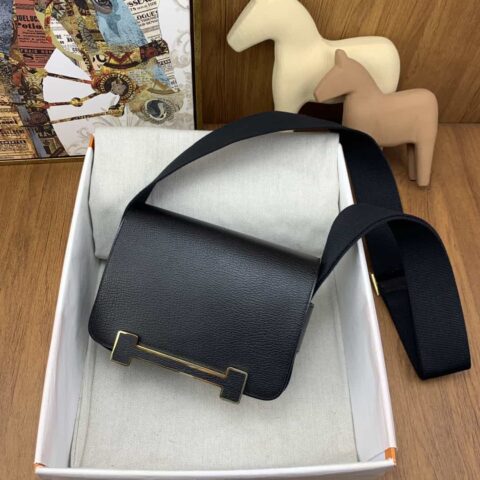 Hermès geta 木屐包 chevre 山羊皮 89黑色 金扣