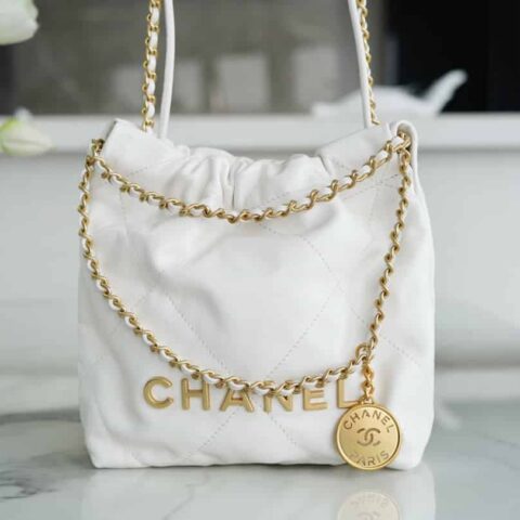 CHANEL 23s春夏新款22Mini bag 原产皮 AS3980白色